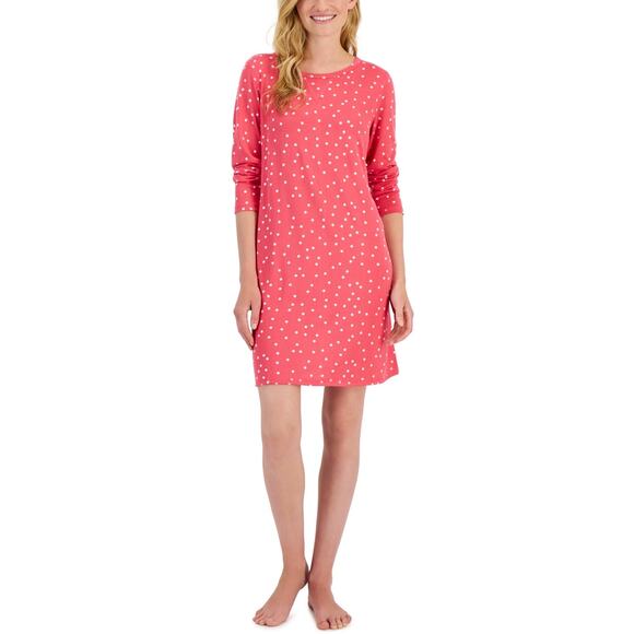 Charter Club Other - Charter Club Intimates Polka Dot Long Sleeve Night Dress Size S Small NWT Pink